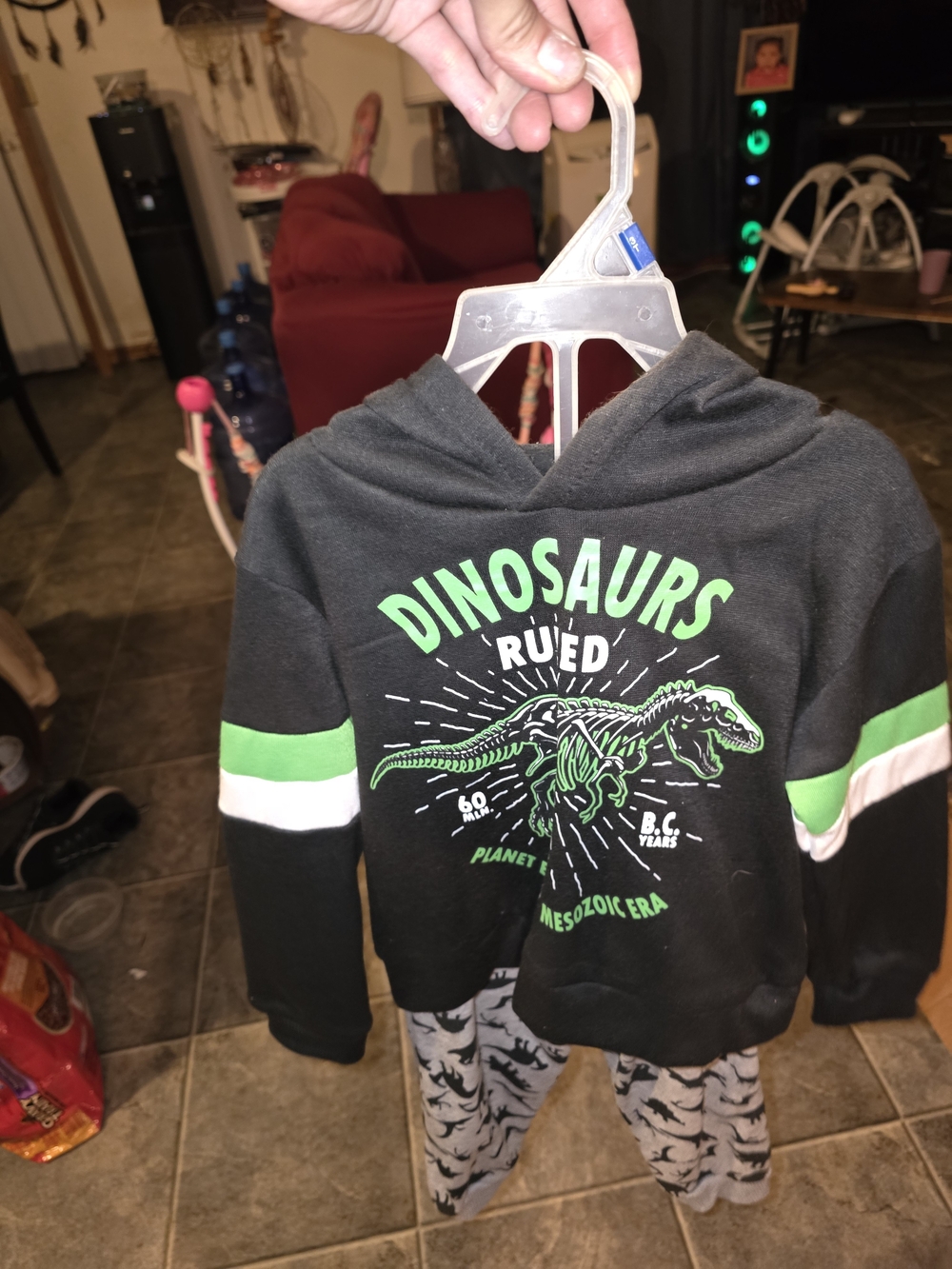 Swiggles Black, Green & White 'Dinosaurs Roar' Hooded Sweatshirt